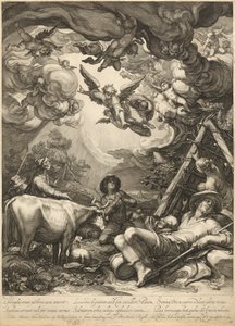 Verkündigung an die Hirten von Jan Pietersz Saenredam, after Abraham Bloemaert