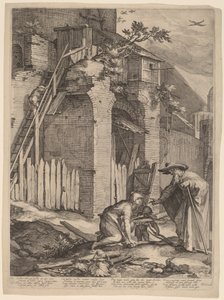 Der Prophet Elia mit der Witwe von Zarpath von Jan Pietersz Saenredam, after Abraham Bloemaert
