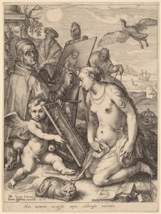 Künstler malt eine nackte Frau: Allegorie der visuellen Wahrnehmung von Jan Pietersz Saenredam, after Hendrik Goltzius
