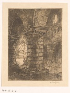 Liegender Mönch in einer Kirche von Jan Poortenaar (signed by artist)