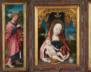 Triptychon mit Jungfrau und Kind, Heiliger Johannes der Evangelist (linker Flügel) und Maria Magdalena (rechter Flügel)