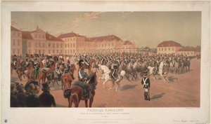 Großherzog Konstantin Pawlowitsch von Russland bei der Kavallerieparade auf dem Sächsischen Platz in Warschau, 1824 von Jan Rosen