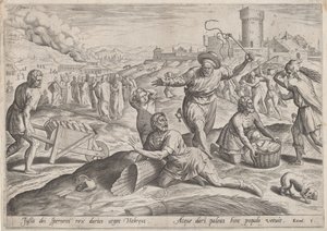 Der Aufseher des Pharaos schlägt die Israeliten