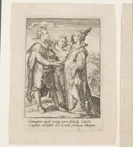 Eine Ehe, die allein auf Vergnügen gegründet ist, geleitet von Eros (Gravur) von Jan Saenredam