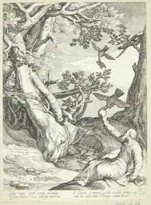 Elia wird von Raben in der Wildnis gefüttert von Jan Saenredam