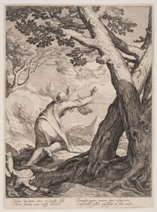 Elisa erhält den Mantel von Elija, aus Vier Szenen aus dem Leben der Propheten, Jesaja, Ahaja und Elisa von Jan Saenredam