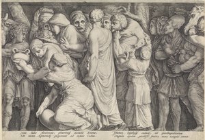 Fries mit der Bestrafung von Niobe (Platte 7) von Jan Saenredam
