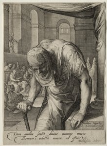 Heldinnen des Neuen Testaments: Die von Christus geheilte verkrüppelte Frau von Jan Saenredam