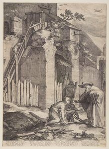 Prophet Elija mit der Witwe von Zarpat von Jan Saenredam