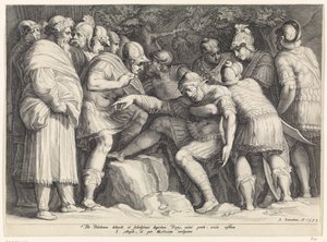 Scipio wird von seinen Söhnen vom Schlachtfeld getragen