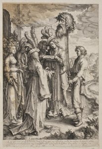 Die Israeliten jubeln David nach dem Sieg über Goliath zu von Jan Saenredam