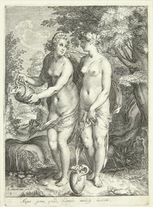 Zwei von Dianas Nymphen an einem Bach von Jan Saenredam