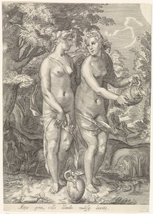 Zwei von Dianas Nymphen an einem Bach
