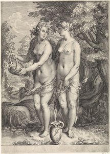 Zwei von Dianas Nymphen an einem Bach