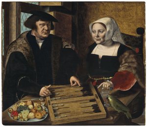 Porträt eines Paares beim Trictrac-Spiel von Jan Sanders van Hemessen