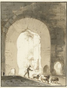 Schäfer bei Ruine