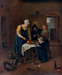 Eine Bauernfamilie beim Tischgebet vor dem Essen, ca. 1665, 1912 von Jan Havickszoon Steen