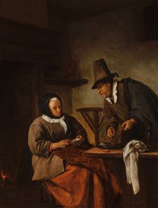 Ein altes Paar bereitet Caudle zu von Jan Steen