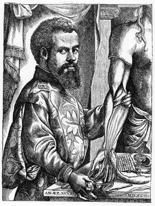 Porträt von Andreas Vesalius (1514-64) aus seinem Buch 