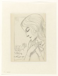Junges Mädchen in Meditation, ein Kreuz umfassend von Jan Toorop