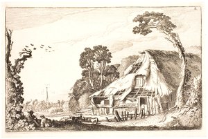 Landschaft mit einer verfallenen Scheune