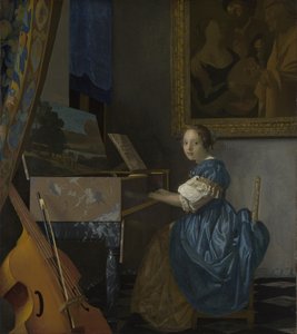 Eine junge Frau sitzt an einem Virginal, um 1670 von Jan Vermeer van Delft