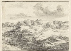 Dünenlandschaft mit einem Häuschen in der Ferne von Jan Vermeer van Haarlem (I) (attributed to)