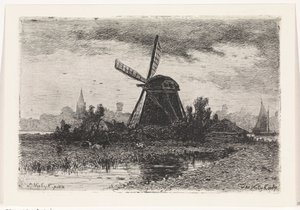 Landschaft mit Mühle von Johannes Martinus Vrolijk