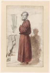 Figurenstudien mit einem stehenden Mann im roten Morgenmantel von Jan Weissenbruch