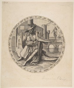 Der reiche Mann spielt Geige auf einem Kieferknochen, ca. 1568