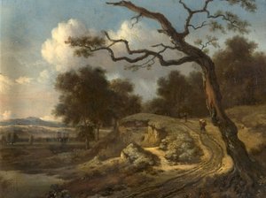 Landschaft mit Bauern und einer Straße