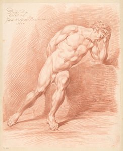 Sitzender männlicher Akt, von vorne gesehen (3. Preis 1800) von Jan Willem Pieneman