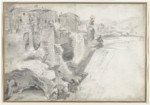 Blick auf den großen Wasserfall in Tivoli