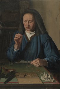 Frau wiegt Gold von Jan Woutersz.