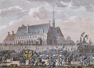 Die französische Königsfamilie passiert das Kloster in Passy auf ihrer Reise von Versailles nach Paris am 6. Oktober 1789 von Jan after Bulthuis