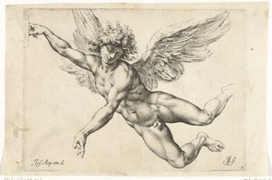 Studie für einen nackten, fliegenden Engel