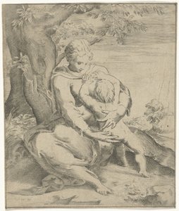 Mutter und Kind unter einem Baum von Jan de Hoey