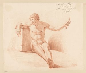 Sitzender männlicher Akt von vorne gesehen (2. Preis 1814) von Jan de Ruyter