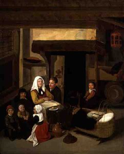 Familieninterieur in einer Scheune von Jan or Johannes Hals