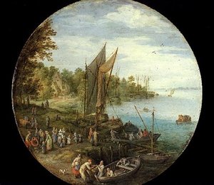 Waldmündung mit einer Fähre von Jan the Elder Brueghel