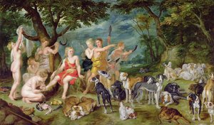 Diana und ihre Nymphen bereiten sich auf die Jagd vor