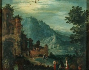 Landschaft mit klassischen Ruinen