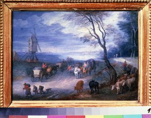 Landschaft mit einer Windmühle von Jan the Elder Brueghel