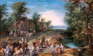 Straßenszene mit Reisenden und Vieh, c.1611 von Jan the Elder Brueghel