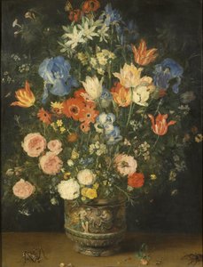 Stillleben mit Blumen in einem skulptierten Krug, ca. 1620-24 von Jan the Elder Brueghel