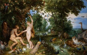 Der Garten Eden mit dem Sündenfall, um 1615 von Jan the Elder Brueghel