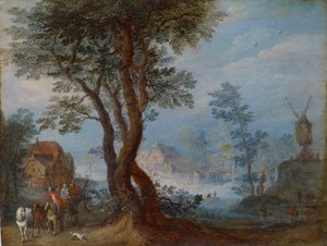 Dorflandschaft mit Figuren, ca. 1603