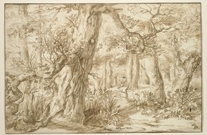 Waldinneres mit Zeichner, ca. 1664 von Jan the Elder Lievens