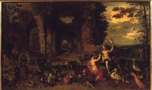 Allegorie von Luft und Feuer, ca. 1650-60 von Jan the Younger Brueghel