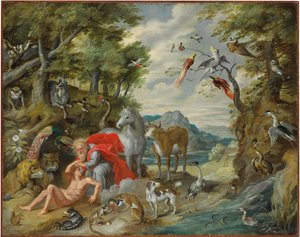 Die Erschaffung Adams, aus Die Geschichte von Adam und Eva von Jan Brueghel the Younger